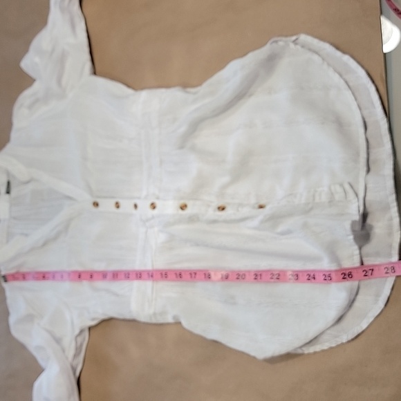 Anthropologie Size 4 White Tie Waist, Button Front Blouse - Picture 10 of 15